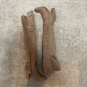 Chinese Laundry Canyons Taupe Suede Over the Knee Boots